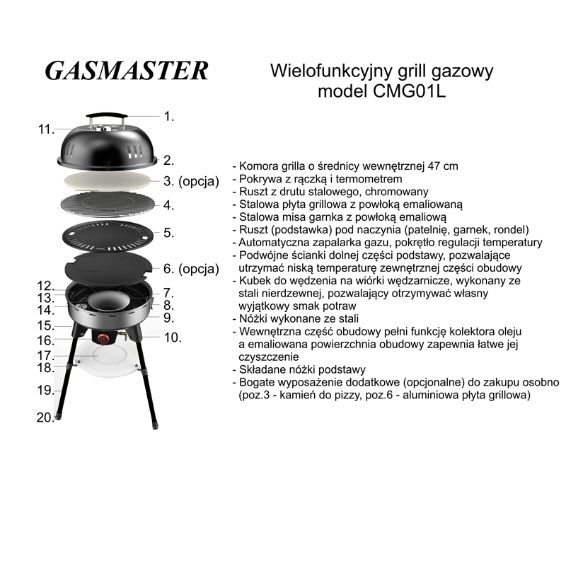 Wielofunkcyjny grill gazowy GASMASTER CMG 01L